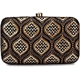 Hand Crafted Designer Box Clutch, Zari Embroidery Clutch - Hand Clutch For Women