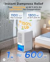 EasyAcc Bathroom Dehumidifier 1300ml/day 85W 2L Tank 30dB 15°C view 6