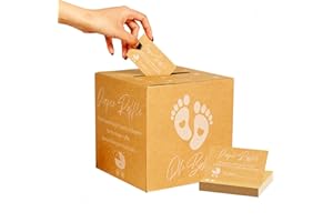 Raffle Tickets and Box Set – 50 Cards and 1 Foldable Box – 7.08x7.08x7.08 Inch Box, 3.35x2.17 Inch Cards – Durable Paperboard