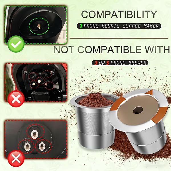 FAQQMCVY REUSABLE K CUPS COFFEE FILTERS FOR KEURIG: STAINLESS STEEL K CUPS COFFEE PODS COMPATIBLE 1.0 & 2.0 COFFEE MAKERS MACHINE (2PACK)