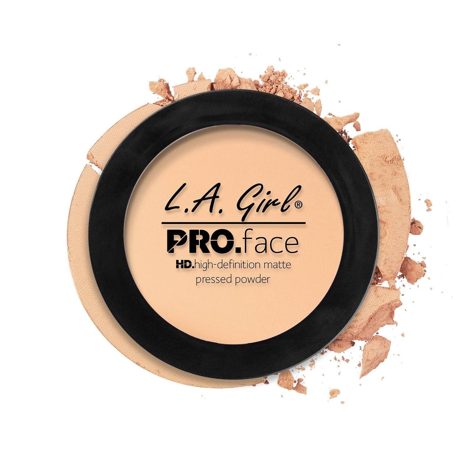 L.A. Girl PRO.Face Matte Pressed Powder, Porcelain GPP603 - Flawless, Long Lasting Matte Finish with Sheer to Buildable Coverage & Oil Control - Cruelty Free, Travel Compact with Mirror and Sponge