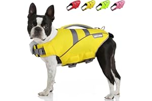 MIGOHI Dog Life Jacket, Reflective Dog Swimming Vest with High Flotation and Rescue Handle, Ripstop Dog Lifesaver for Small Medium Large Dogs, Pet Safety Water Vest for Swimming Boating Surfing