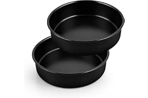P&P CHEF Non-stick Cake Pan Set of 2, 7 Inch Round Baking Cake Pans Tins for Tier Smash Cakes, Non-Toxic & Solid, Stainless S