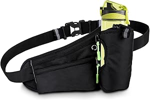 MATEPROX Running Belt with Water Bottle Holder, Waist Bag Sport Fanny Pack for Jogging Hiking Cycling, Hand Free Cell Phone H
