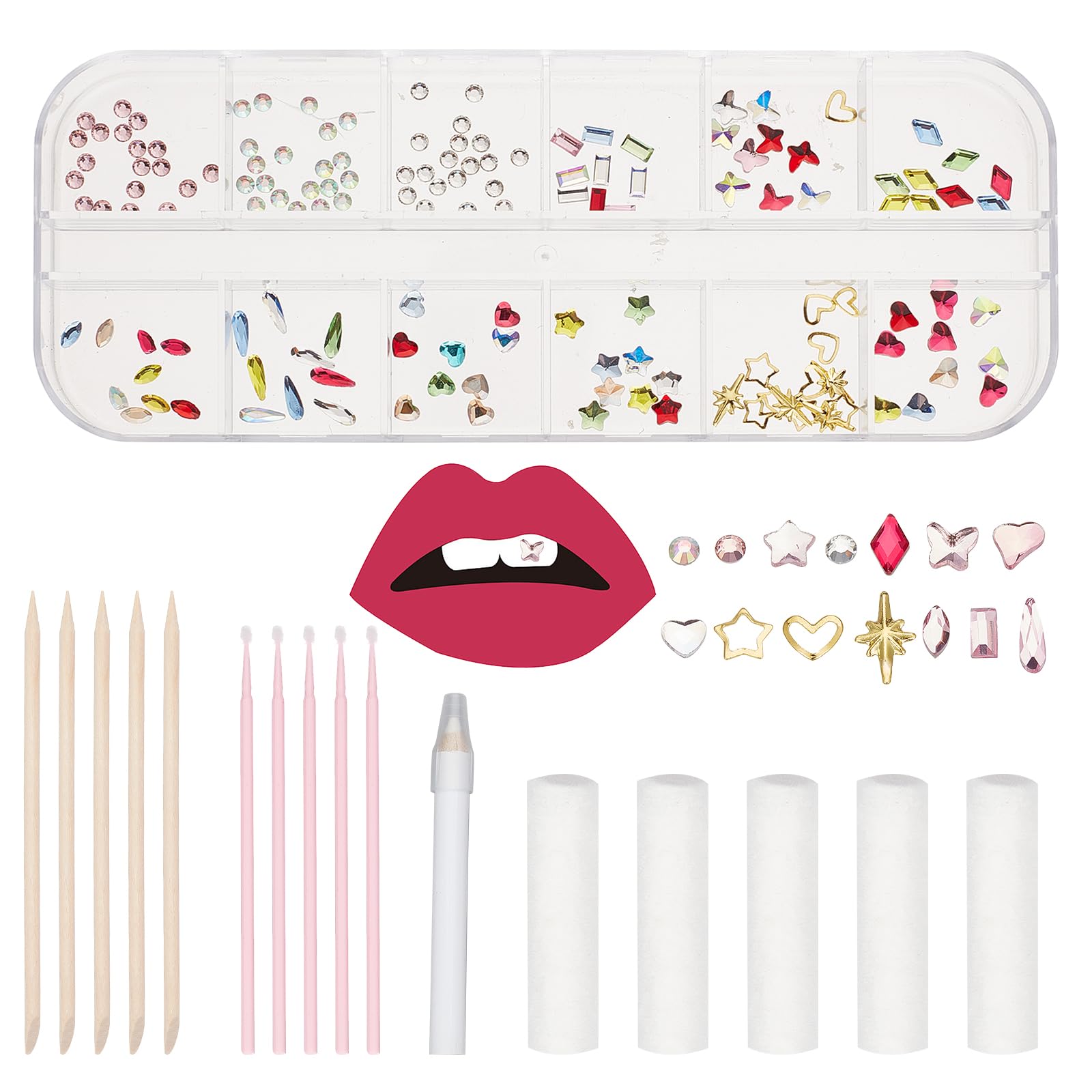 NICENEEDED Tooth Gem Kit, Teeth Crystals Jewelry Kit, Teeth Gems Crystal Tooth Ornaments Teeth Jewel Starter kit Teeth Party Decorations for Reflective Teeth