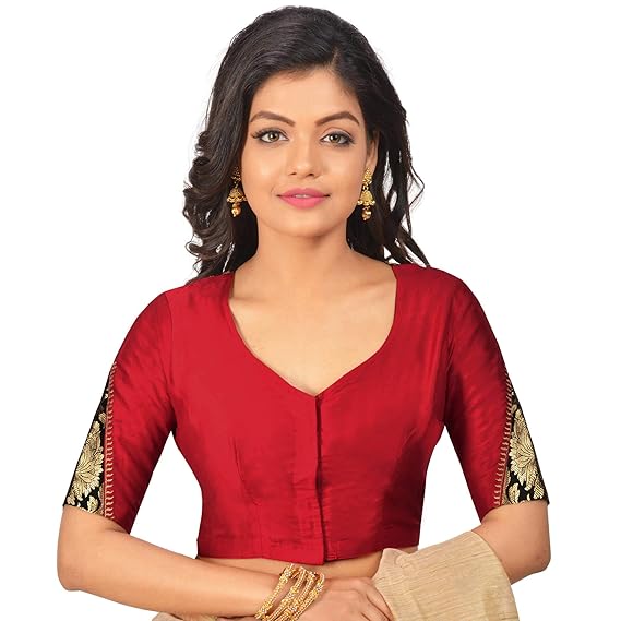 Women's Cotton Silk Blouse(Red)