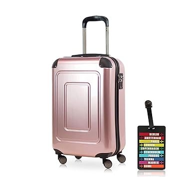 pink and rose gold suitcase