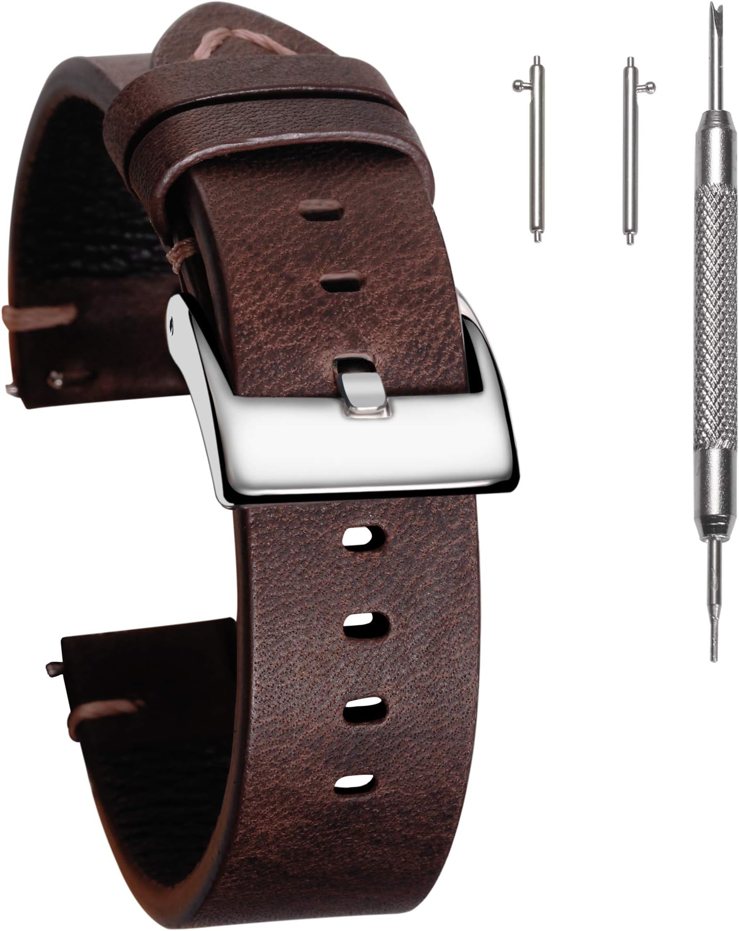 Quick Release Leather Watch Bands, Handmade Top Calf Grain Leather Men Women Watch Strap Soft Vintage Replacement of 18mm, 20mm, 22mm