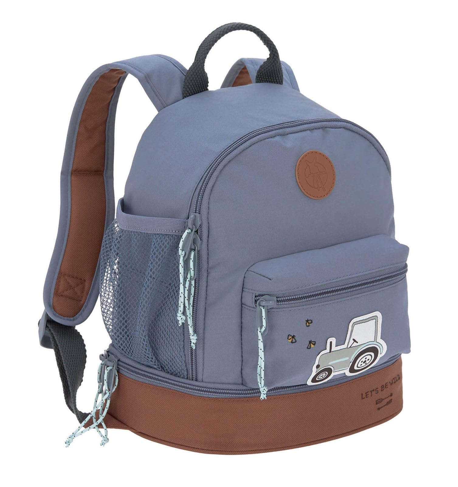 Lässig Mini Backpack for Children 27 cm, 4.5 Litres Top, 1.5 Litres Bottom, 3 Years/Mini Backpack Adventure Tractor