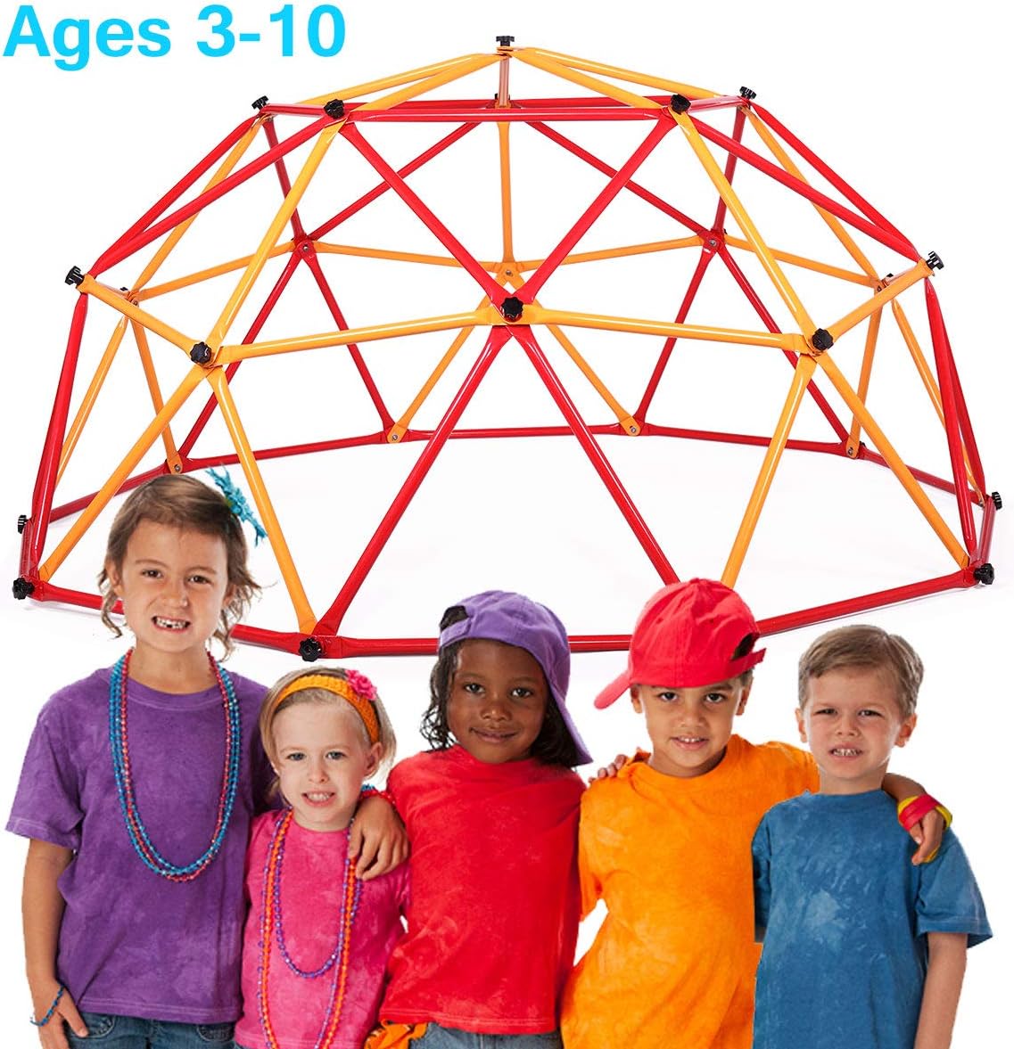 TOBBI Outdoor Dome Climber 6.6' Wide x 3.75' High, Playground Climbing Frame Backyard Gym in Red & Yellow: Toys & Games