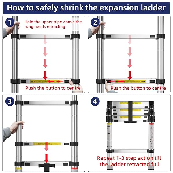 MGENLONG 6.6 FT EXTENSION LADDERS, LIGHTWEIGHT COLLAPSIBLE LADDERS, ALUMINUM TELESCOPING LADDERS FOR HOME, FOLDING TELESCOPING LADDER FOR RV, ATTIC, DAILY USE AT HOME, CAPACITY 330 LBS…