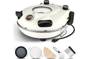 Upgrade Davivy 12" Indoor Electric Pizza Oven with Stone & Grill Pan, Portable Small Pizza Maker Machine Electric for Home, H
