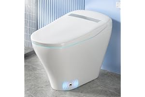 ADOWORE Small Smart Toilet Bowl, Foot Sensing Flush Bidet Toilet, Tushy Bidets for Existing Toilets, Composting Toilet with Heated Bidet, One-Piece Toilet Seat, Auto Flush, Remote Control