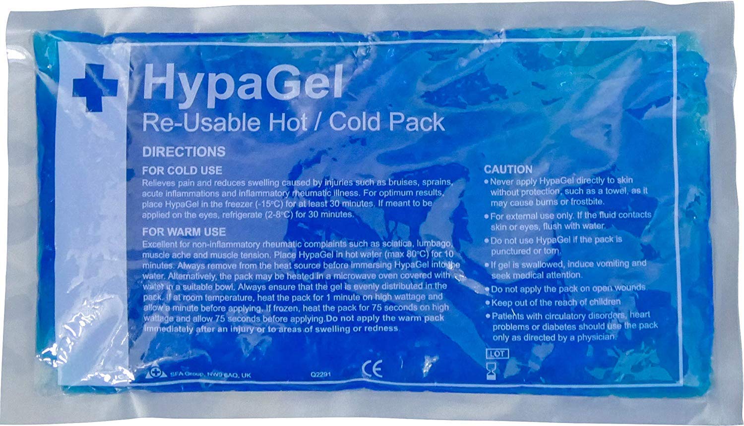 Safety First Aid Group HypaGel Reusable Hot/Cold Gel Pack for Sports First Aid, Muscle and Pain Relief, Single, 27cm x 15cm - Microwave and Freezer-safe