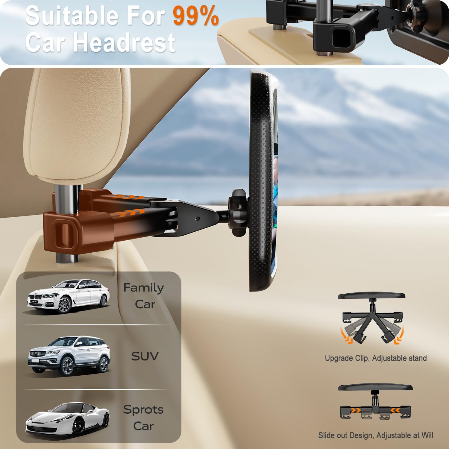 Anatec Baby Car Mirror, Rear Facing Car Seat Mirror for Infant Newborn with Hook Clip Design, Non-Shaking Wide Crystal View Shatterproof Crash Tested Adjustable