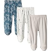 Spasilk Baby Boys' 3 Pack Cotton Pull on Footed Pants