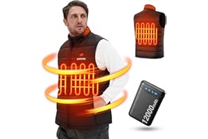 Eventek 2024 Upgraded 12V/1A Heated Vest with 12000mAh Battery Pack for Man,Lightweight Heating Vest As a Gift, Outdoor Sport