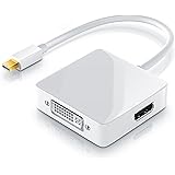 CSL - Full HD 3 in 1 Mini Display Port to DisplayPort + HDMI + DVI adapter (converter) | PC + MAC + Lenovo | video and audio transmission | gold-plated contacts