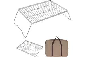 AKOZLIN Campfire Grill Folding 304 Stainless Steel with Carrying Bag Portable Grill for Fireplace Camping Grill Grate for Bac