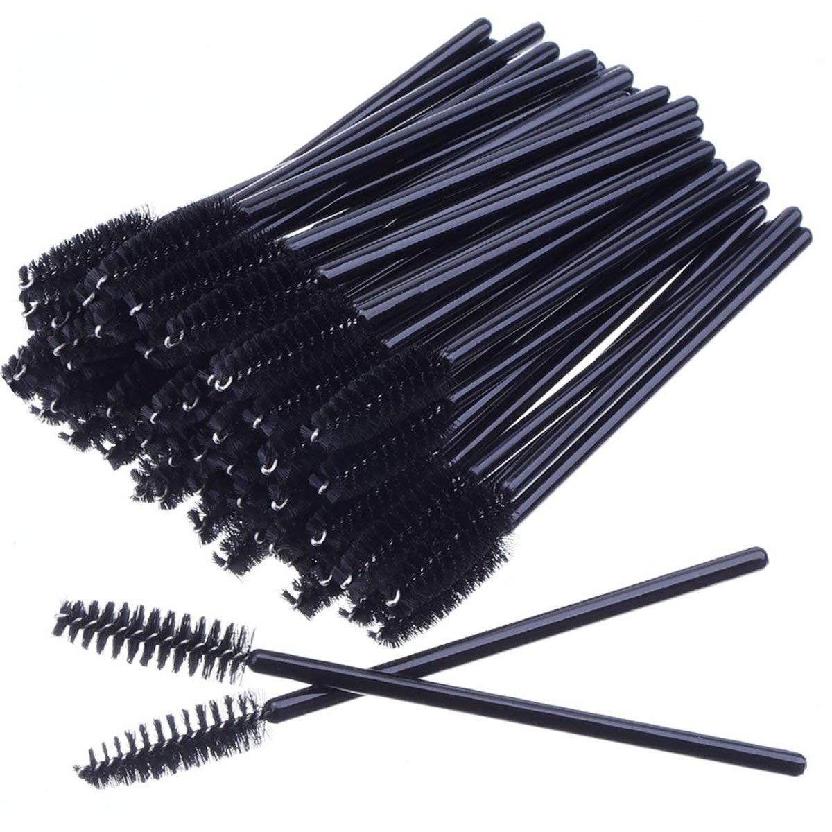 100 PCS Disposable Eyelash Brushes Mascara Wands Eye Lash Eyebrow Applicator Cosmetic Makeup Brush Tool Kits (BLACK)