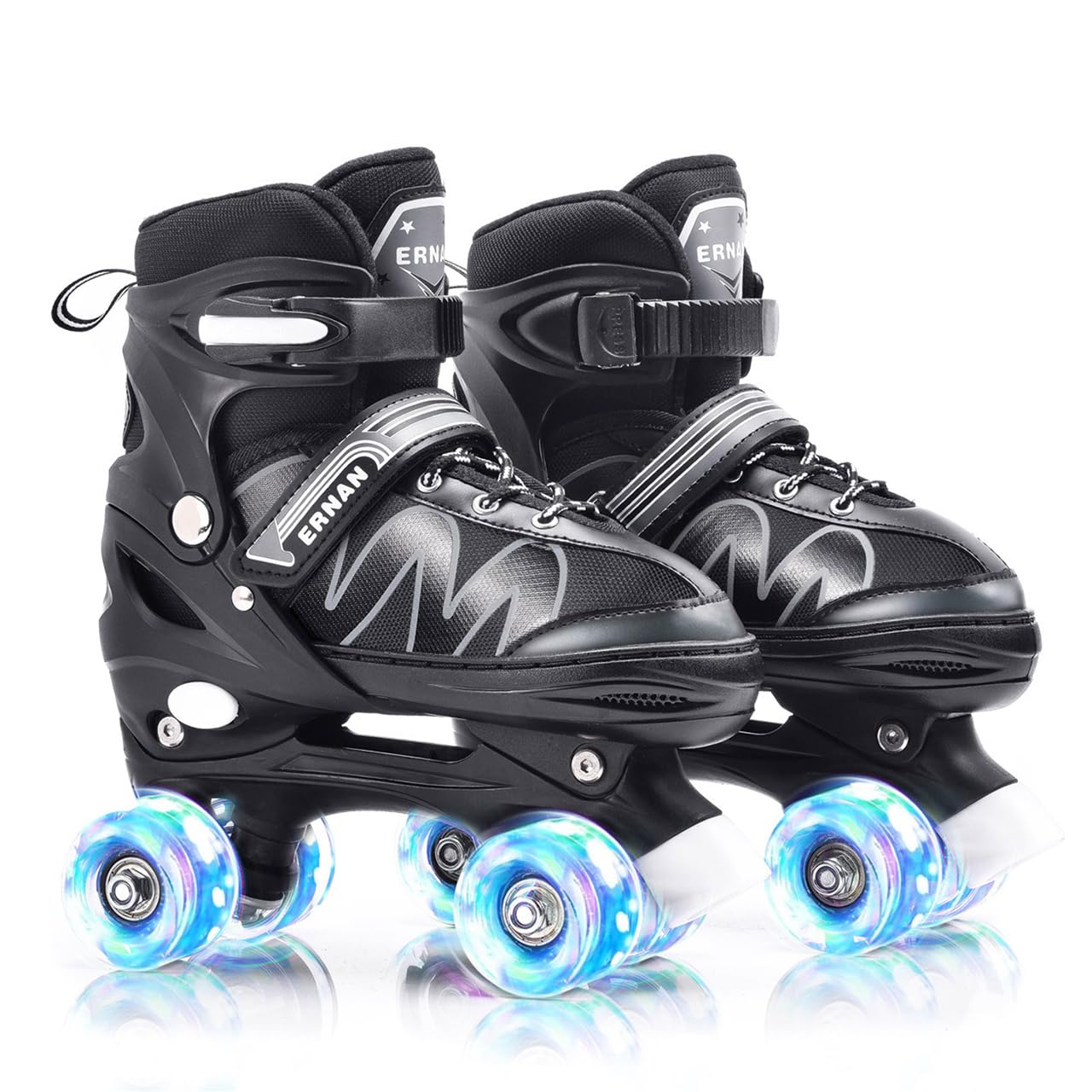 ERNAN Roller skates kids Roller boots,8 Light up Wheels and 4 Sizes Adjustable.Rollerskates for Kids Beginners, Suitable for Indoor Outdoor (White, L)