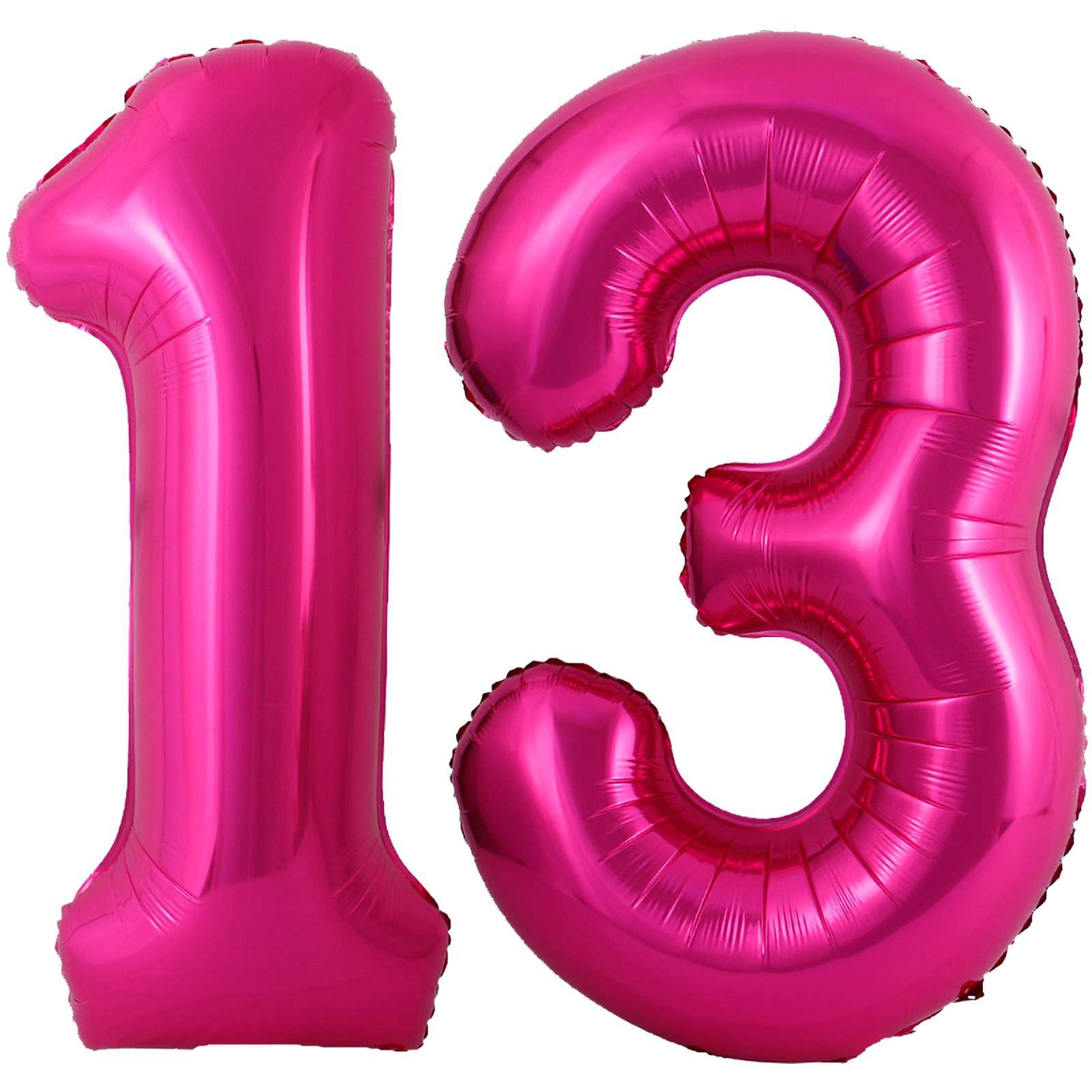 Hot Pink 13 Number Balloons, 40 Inch Giant Number 13 Balloons Foil Mylar Helium Hot Pink Number Balloons for 13th Birthday Party Supplies Anniversary Event Celebration Decorations