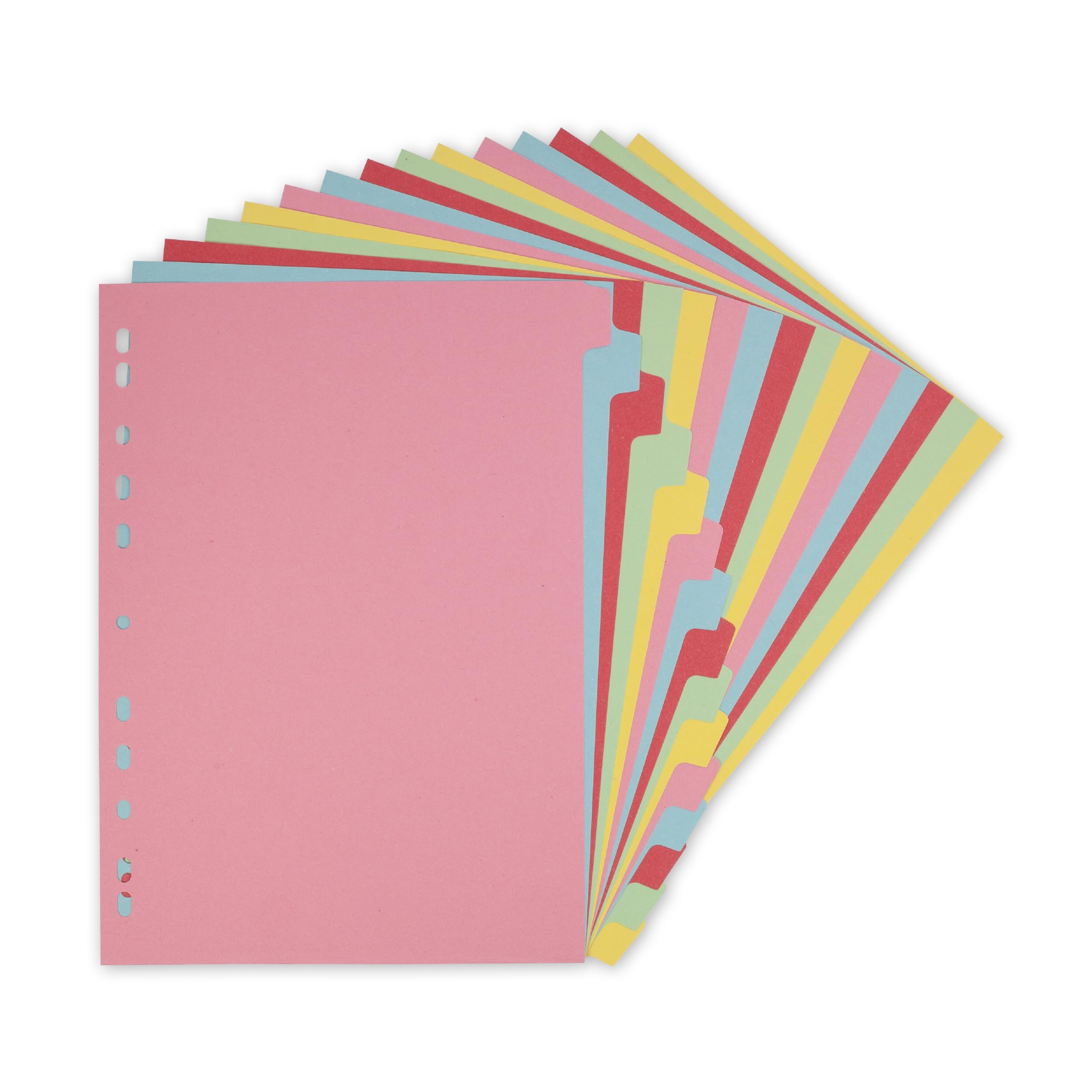 Elba A4 15-Part Card Dividers – Assorted Colours, Multi-Punched, 240gsm Recyclable Manilla