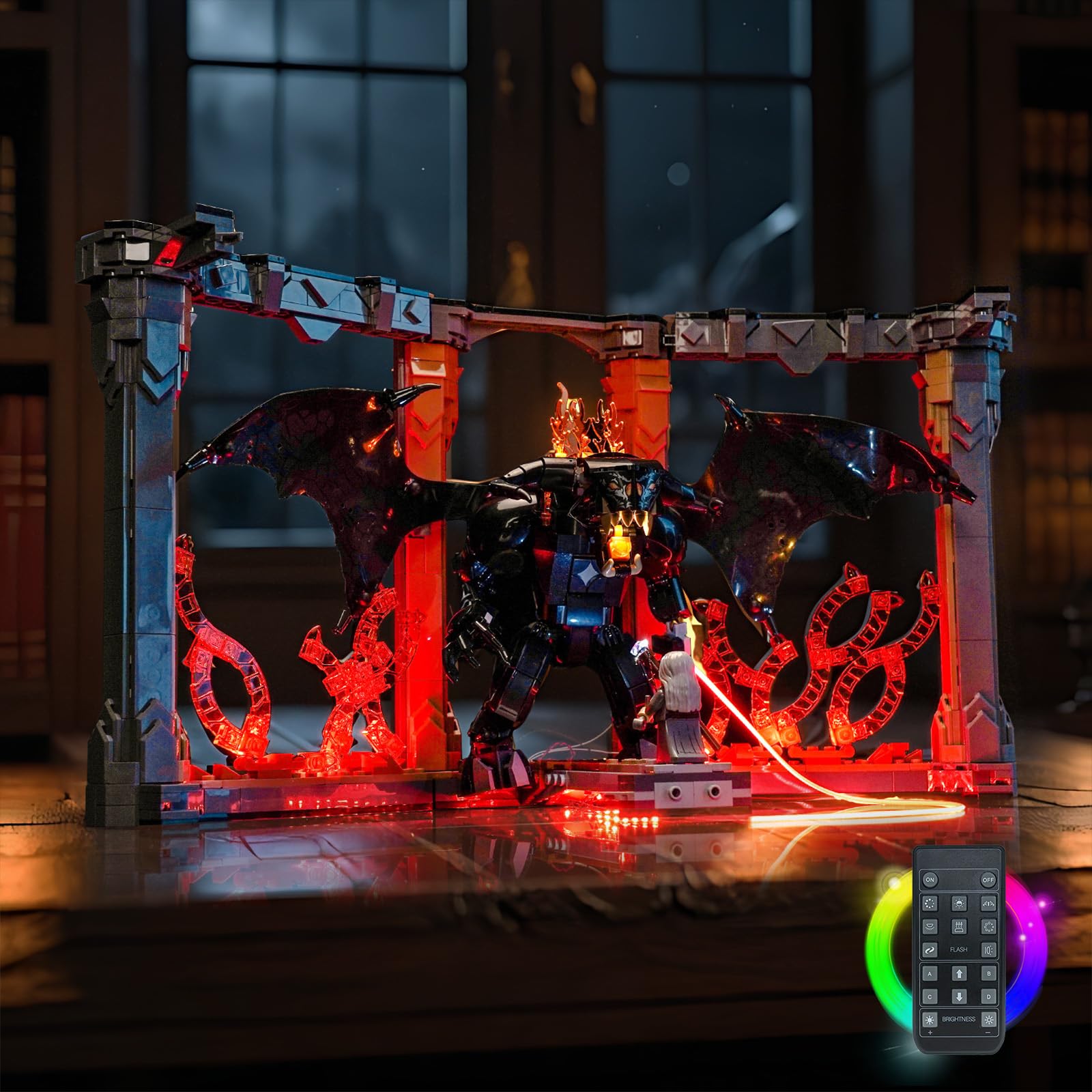 LocoLee RC Led Light Set Compatible with Lego 10367 Balrog Book Nook Led Decoration Lighting Kit Compatible with Lego 10367 Icons Building Blocks Model,Only Lights Set,No Model — image 1