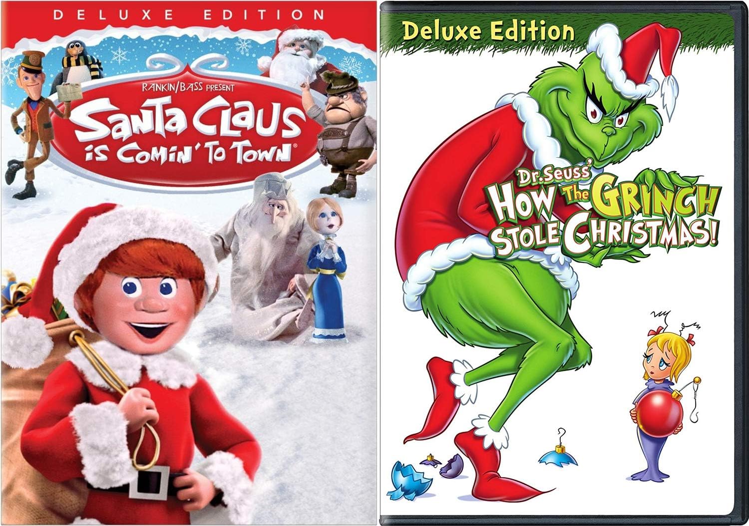 Counting down the days until Christmas Movie Pack Santa Clause is Coming to Town Animated Classic + Dr. Seuss Deluxe How The Grinch Stole Christmas! Original Cartoon DVD 2 Pack Holiday Cheer!