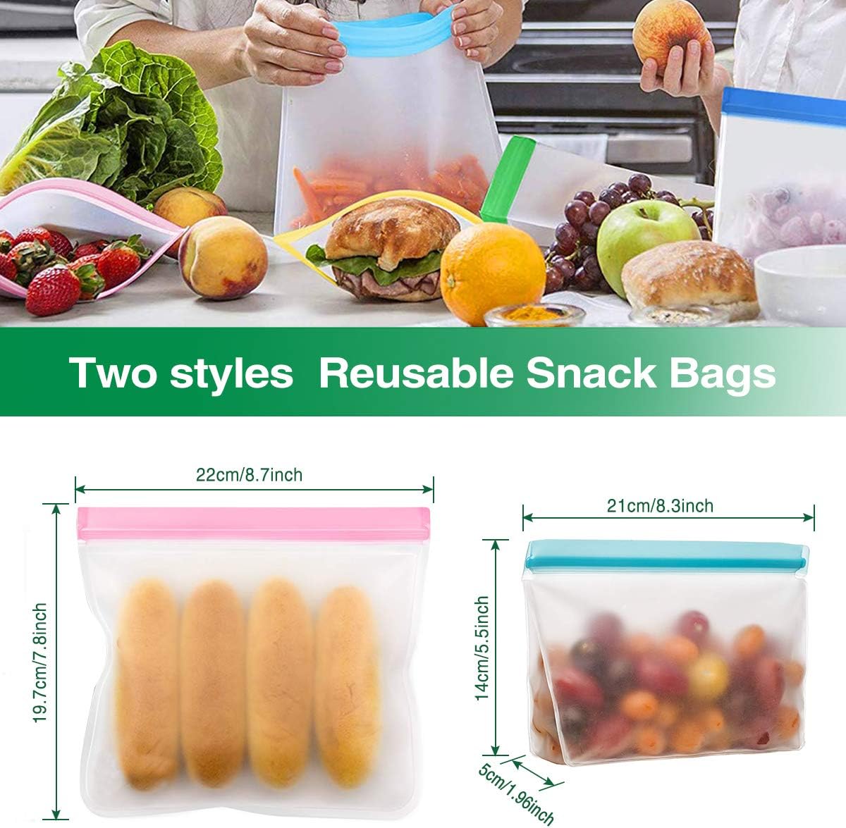 Mlife Reusable Food Storage Bag Set -Liquid Sandwich Snack Bacon Fruit Bags,Freezer Airtight Seal,Ideal for Preserving - Image 3