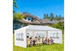 SUSICI Party Tent 10 x 20 Outdoor Canopy Tent Heavy Duty Wedding White Tent Waterproof Patio Gazebo Tents for Parties with 4 Removable Sidewalls Perfect for Holiday Birthday Graduation BBQ