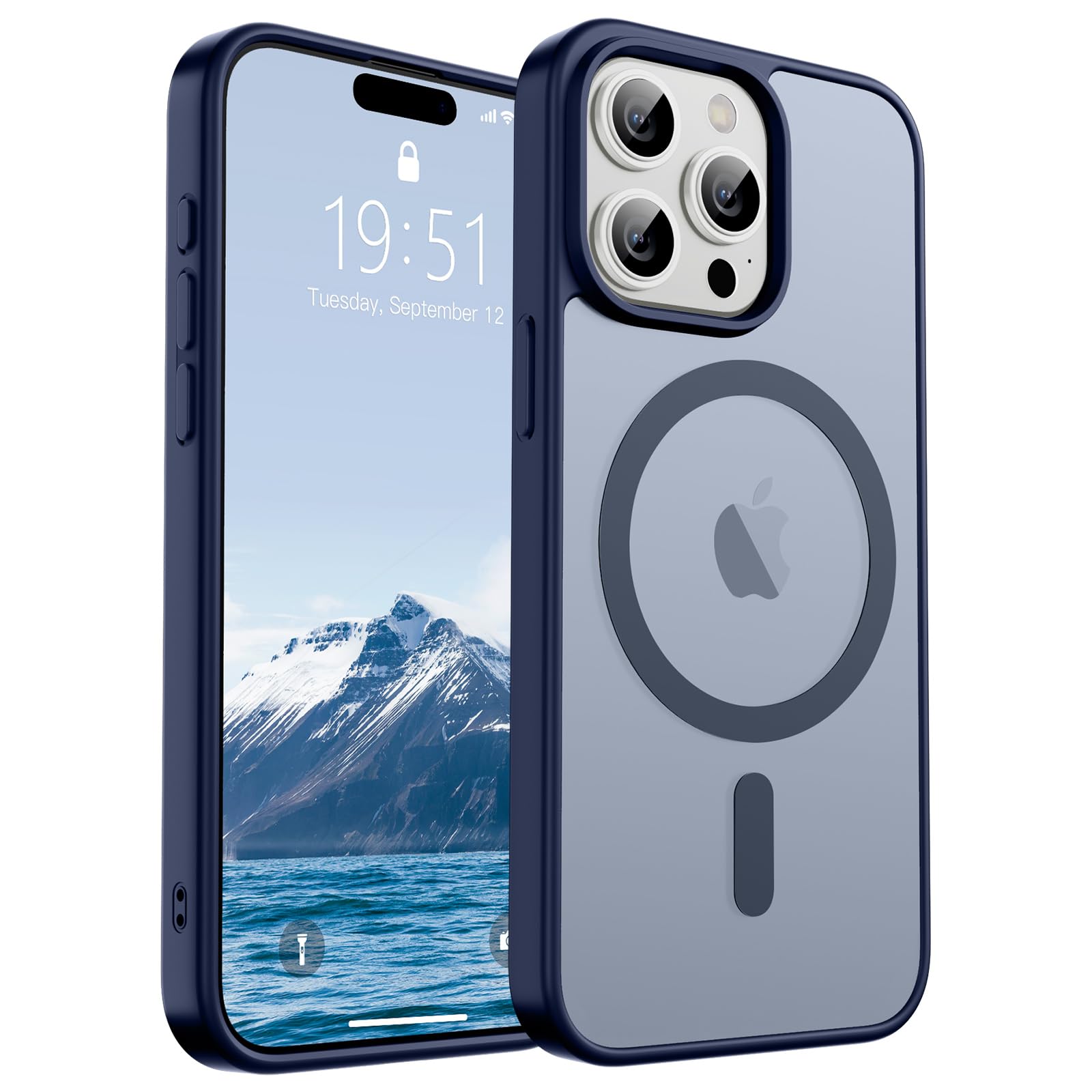 Photo 1 of SUPFINE Magnetic for iPhone 15 Pro Case (Compatible with MagSafe) (Military Grade Drop Protection) Slim Translucent Matte Shockproof with Anti-Fingerprint Phone Case,Navy Blue
