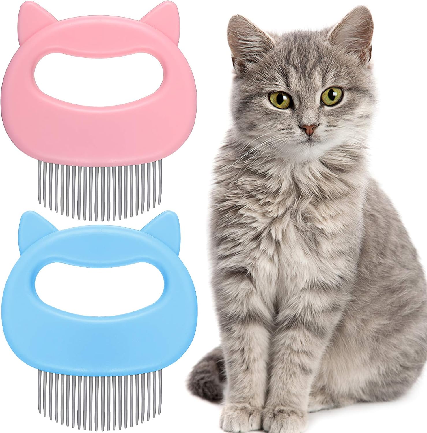 2 Pieces Cat Comb Pet Massage Comb Cat Shell Comb Cat Grooming and Painless Deshedding Matted
