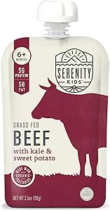 Serenity Kids Baby Food Pouch Puree - Organic Baby Food Pouches with Veggie & Beef Blend - No Added Sugar Savory Toddler Snac