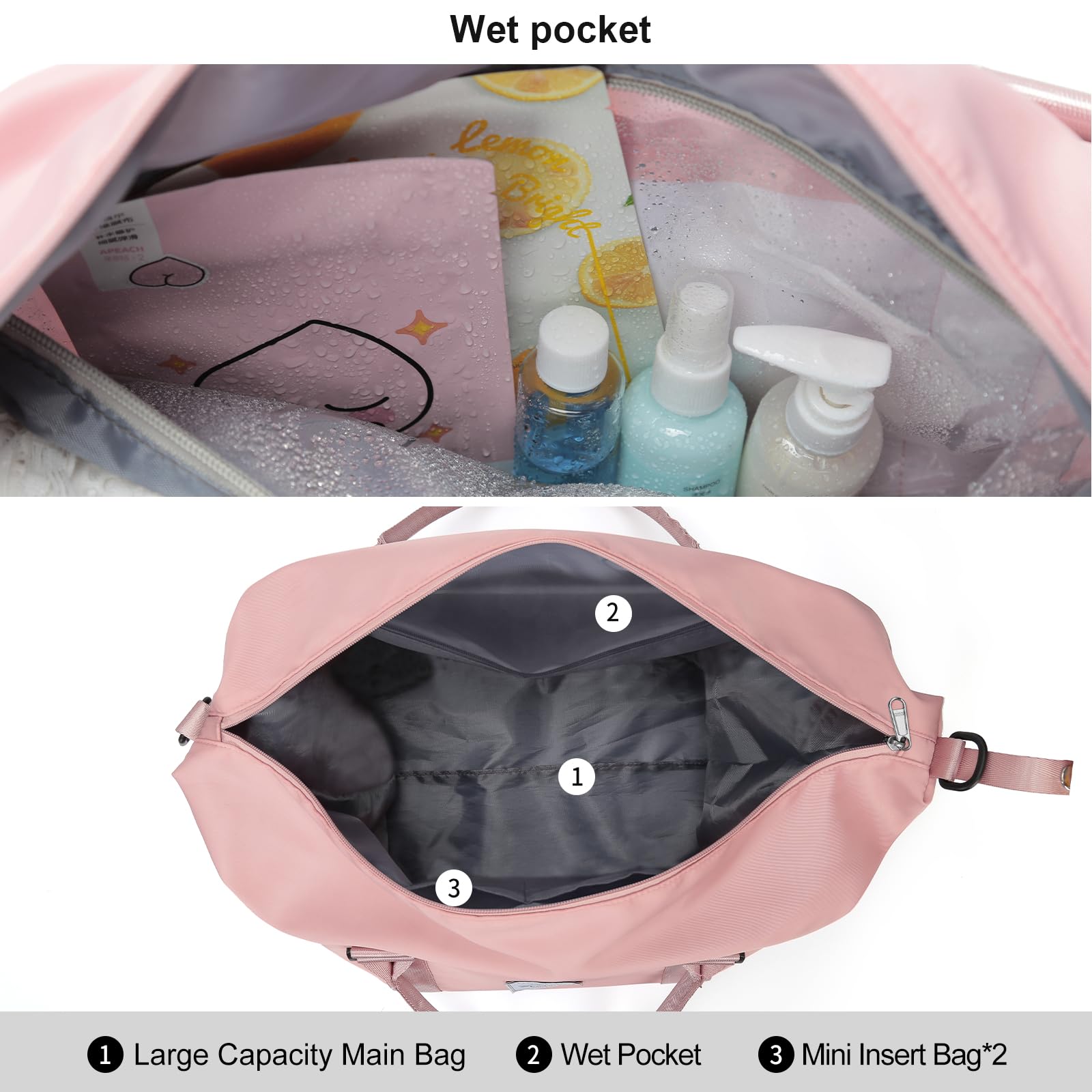 HYC00 Travel Duffel Bag,Sports Tote Gym Bag,Shoulder Weekender Overnight Bag for Women
