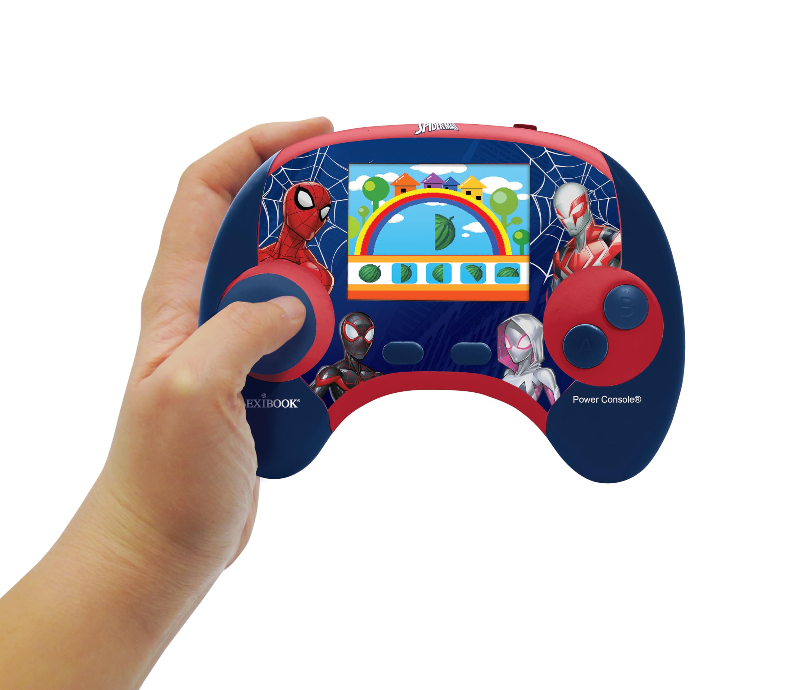 LEXiBOOK - Spiderman - Power Console®, Bilingual Spanish/English Educational Game Console with 100 Activities, JCG100SPi2