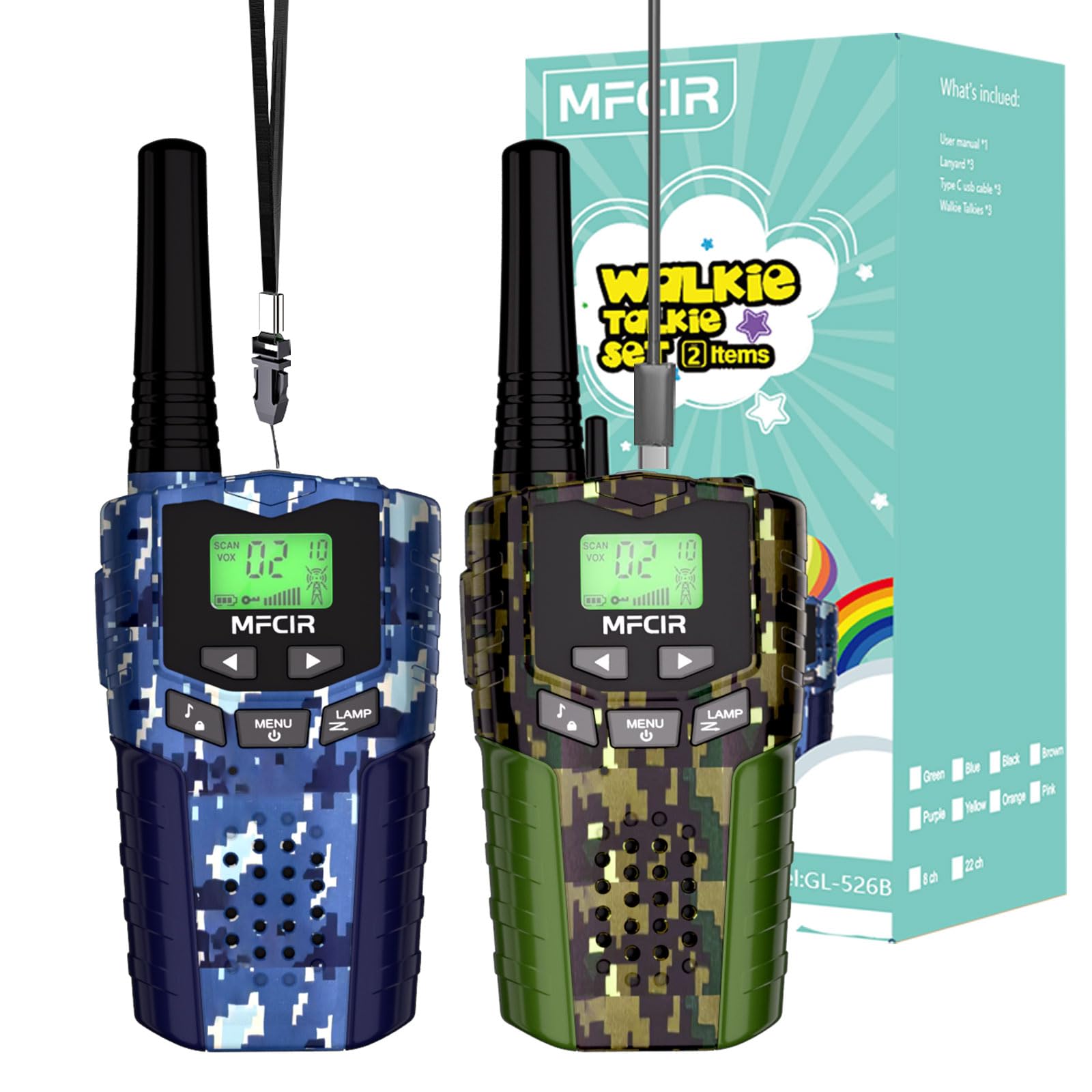 Walkie Talkies for Kids Toys for Boys, Rechargeable, 2 Pack, 3 Miles Range, 22 Channels, 2 Way Radio,Birthday Gifts for3-12 Year Old,Christmas Girls