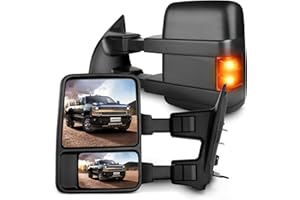 SCITOO Towing Mirror for Ford for F250 for F350 for F450 for F550 Super Duty Power Heated Driver and Passenger Side Smoke Turn Signal Lights 2008 2009 2010 2011 2012 2013 2014 2015 2016