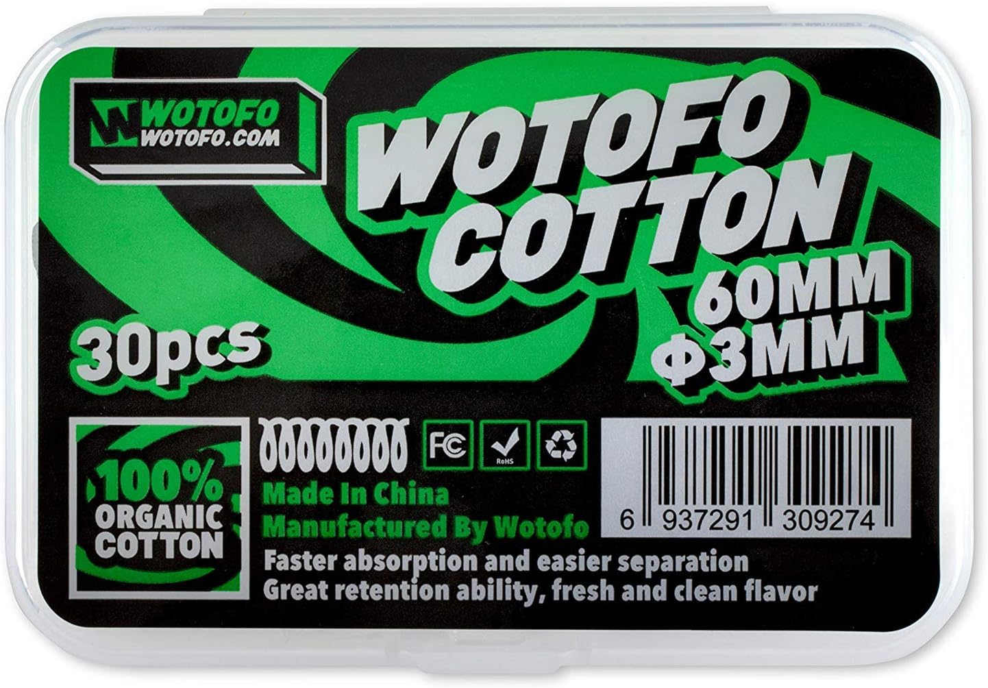 Wotofo Organic Cotton 60mm ø3mm 10psc