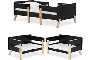 Dream On Me Osko Convertible Toddler Bed Made with Sustainable New Zealand Pinewood in Black, JPMA & Greenguard Gold Certified, Non-Toxic Finish