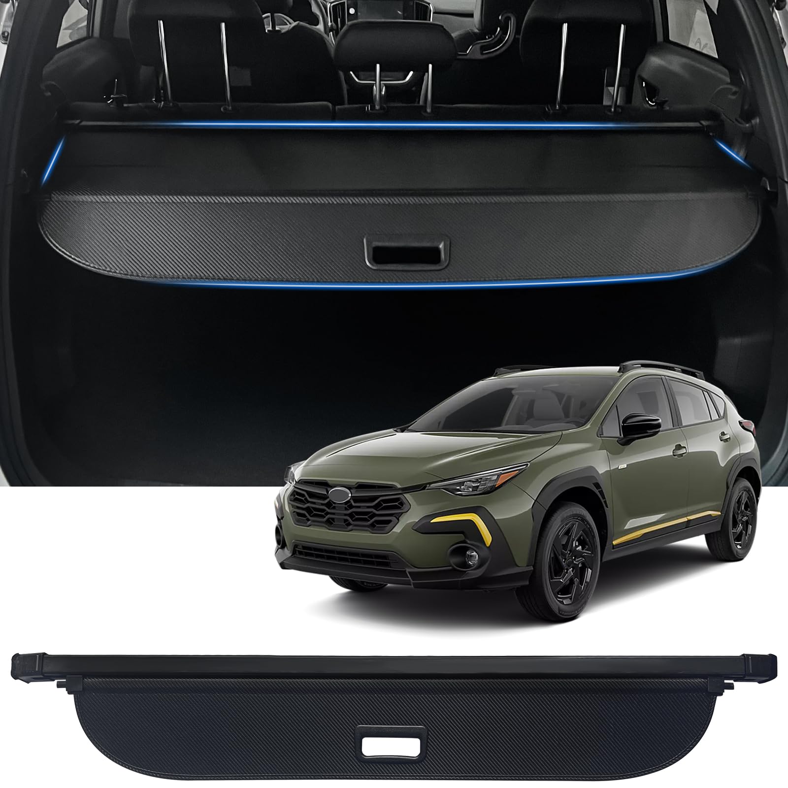 Photo 1 of AUXKO Retractable Cargo Cover for 2026-2024 Subaru Crosstrek, Trunk Cargo Cover Luggage Security Shade Cover for Subaru Crosstrek 2025 Shielding Shade Anti-Peeping Luggage Privacy Screen, Carbon Fiber