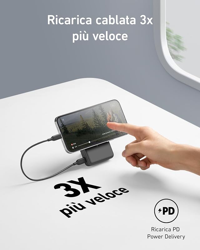 Power Bank Magsafe 10000mAh, 633 Ricarica Magnetica Senza Fili