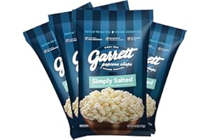 GARRETT POPCORN SHOPS Garrett Popcorn Simply Salted, 4.0oz, 4 Bags, Light Salty Snack, Vegan, Gluten Free, Only 3 Ingredients, Popped Popcorn Bags