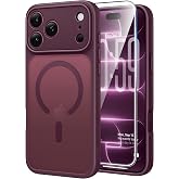 FNTCASE for iPhone 18 Pro Max Case / 17 Pro Max Case Fit for MagSafe | Burgundy Translucent Slim Matte Magnetic Shockproof Protective Cases, Military Grade Drop Protection Screen Protector