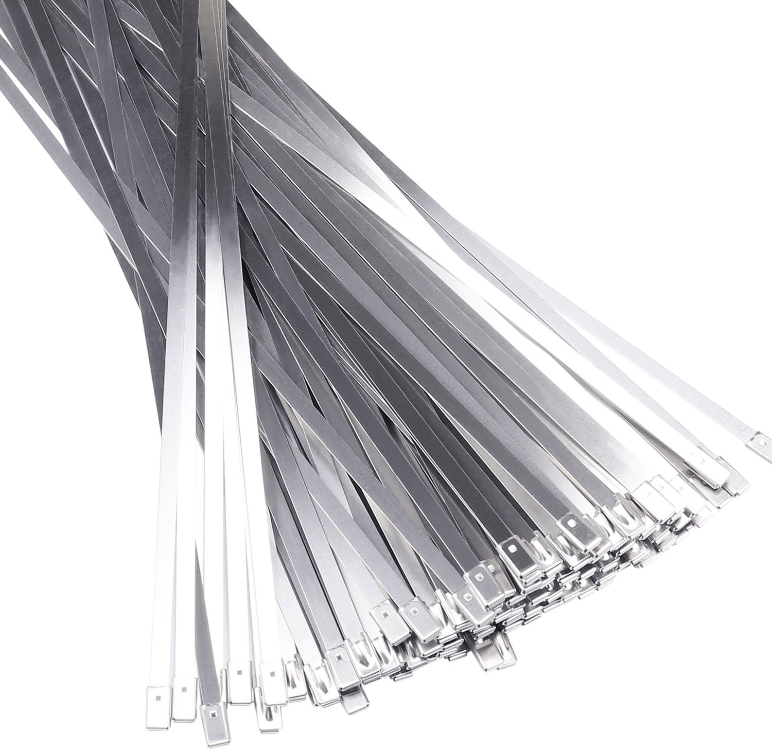 Zip Ties 12" 100pcs Stainless Steel Zip Tie Self Lock Cable Ties Exhausted Wrap Coated Locking Ties Outdoor Metal Zip Ties Fence Strap Lines Multi-purpose Locking Cable Zip Tabs Aprince