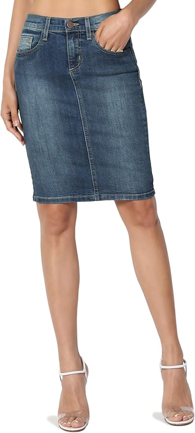 stone check denim skirt