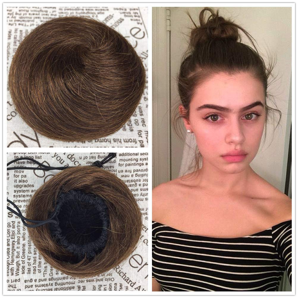 Straight Light Brown Hikyuu Real Hair Donut Bun Clip In Human