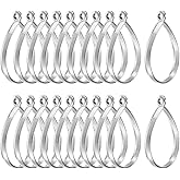 M METERXITY 20-Pack Open Bezels for Resin, Teardrop Shape Open Back Bezel Pendants for Resin Jewelry Making/DIY Earrings Necklace, Alloy Hollow Frame Pendants [Silver Tone]
