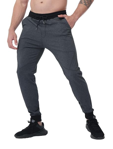 MAIKANONG MEN JOGGERS SWEATPANTS SLIM ATHLETIC CASUAL PANTS FOR RUNNING TRAINING JOGGING DARK GREY