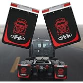 SHINJEW Mud Flaps and Reflector Strips Pair 24 inch x 30inch Black Mud Flaps and Aluminum Strip, for Semi-Truck Trailer Heavy-Duty Truck (2 Mud Flaps +2 Reflector Strips)